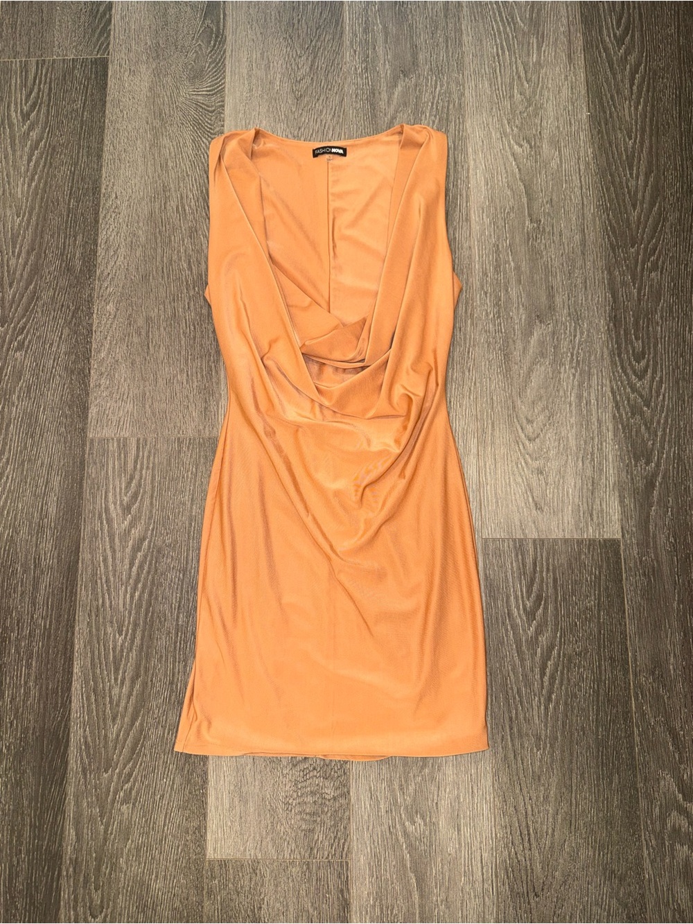 Fashion Nova Peach Draped Cowl Mini Dress